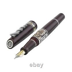 Marlen Ippocrate (Hippocrates) Fountain Pen Silver Rod of Asclepius #Burgundy