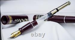 Marlen Ippocrate (Hippocrates) Fountain Pen Silver Rod of Asclepius #Burgundy