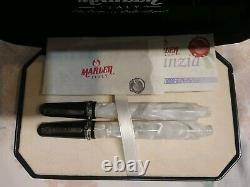 Marlen Marc Chagall Fountain Pen & Roller Ball Pen in Black Ebonite, Ivory Resin