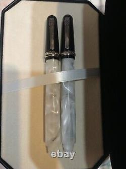 Marlen Marc Chagall Fountain Pen & Roller Ball Pen in Black Ebonite, Ivory Resin