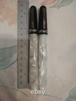 Marlen Marc Chagall Fountain Pen & Roller Ball Pen in Black Ebonite, Ivory Resin