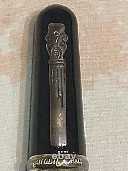 Marlen Marc Chagall Fountain Pen & Roller Ball Pen in Black Ebonite, Ivory Resin