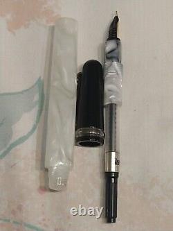 Marlen Marc Chagall Fountain Pen & Roller Ball Pen in Black Ebonite, Ivory Resin