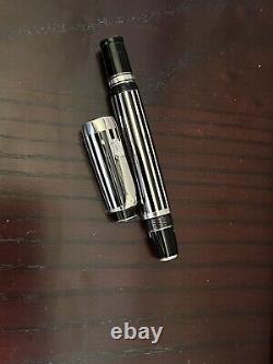 Montblanc Boheme Retractible Fountain Pen Black & Silver Pin Striped M 18k Nib
