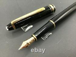 Montblanc Classique Meisterstuck Fountain Pen Black Gold 144 14k Med. Nib 1980s