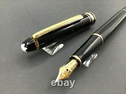 Montblanc Classique Meisterstuck Fountain Pen Black Gold 144 14k Med. Nib 1980s