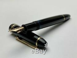 Montblanc Meisterstuck 146 Le Grand Fountain Pen In Black & Gold 14k Gold F Nib