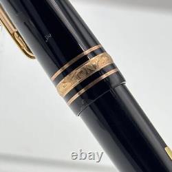 Montblanc Meisterstuck Fountain Pen Black Gold Resin Nib Size F 14k Authentic