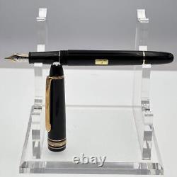 Montblanc Meisterstuck Fountain Pen Black Gold Resin Nib Size F 14k Authentic