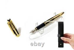 Montblanc Meisterstuck Solitaire 35979? Gold & Black Fountain Pen with Pouch