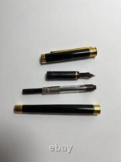 Montblanc Noblesse Black and Gold Fountain Pen with 18K Gold M Nib