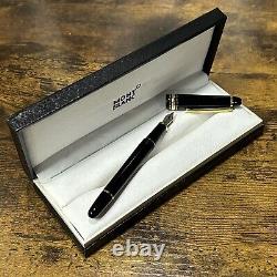 Montblanc Pen 145 Gold Black M Nib Fountain Pen Logo Writing Designer Authentic