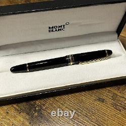 Montblanc Pen 145 Gold Black M Nib Fountain Pen Logo Writing Designer Authentic