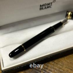 Montblanc Pen 145 Gold Black M Nib Fountain Pen Logo Writing Designer Authentic