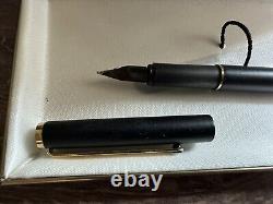 Montblanc Slim Line Fountain Pen Black Steel F Nib Name Carved