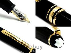 Montblanc fountain pen 145 Meisterstuck resin black Classique Gold Medium Nib