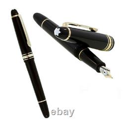 Montblanc fountain pen 145 Meisterstuck resin black Classique Gold Medium Nib