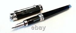 Montegrappa Nerouno Fountain Pen In Black With Platinum Accent 18k Gold Nib-new