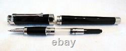 Montegrappa Nerouno Fountain Pen In Black With Platinum Accent 18k Gold Nib-new