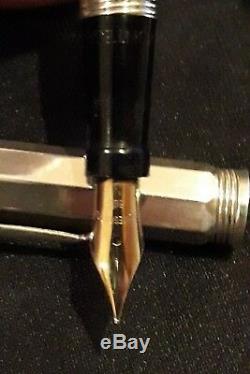 Montegrappa St Silver 925, Reminiscence Fountain Pen Black Enamel 14k Gold Nib