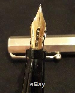 Montegrappa St Silver 925, Reminiscence Fountain Pen Black Enamel 14k Gold Nib