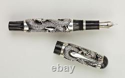 Montegrappa THE DRAGON Fountain Pen Sterling Silver, Mint in Original Box