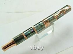 Monteverde Regatta Black Mother Of Pearl Fountain Pen In Gold Trim Fine Point