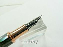 Monteverde Regatta Black Mother Of Pearl Fountain Pen In Gold Trim Fine Point