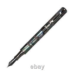 Monteverde Regatta Black Mother of Pearl Fountain Pen in Gunmetal 1.1mm Stub