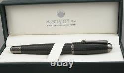 Monteverde Super Mega Carbon Fiber & Gunmetal Fountain Pen NEW Omniflex Nib