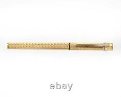 Must De CARTIER RARE Pattern Vintage Fountain Pen Gold Plated 18K Gold Nib Mint