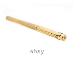 Must De CARTIER RARE Pattern Vintage Fountain Pen Gold Plated 18K Gold Nib Mint