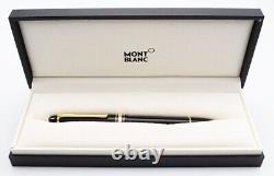 NEW MONTBLANC MEISTERSTUCK 145 FOUNTAIN PEN BLACK GOLD M Nib with leather case