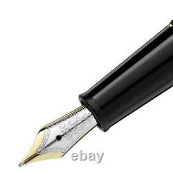 NEW MONTBLANC MEISTERSTUCK 145 FOUNTAIN PEN IN BLACK & GOLD WITH 14K GOLD M nib
