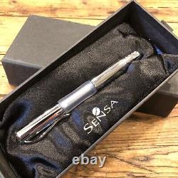 NIB Original Sensa Meridian Fountain Pen Silver Fine Point USA Cushion Converter