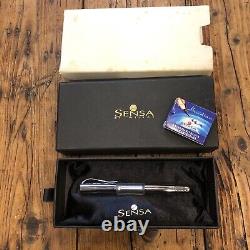 NIB Original Sensa Meridian Fountain Pen Silver Fine Point USA Cushion Converter