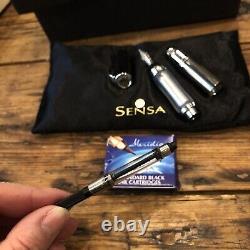 NIB Original Sensa Meridian Fountain Pen Silver Fine Point USA Cushion Converter