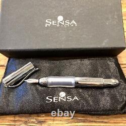 NIB Original Sensa Meridian Fountain Pen Silver Fine Point USA Cushion Converter