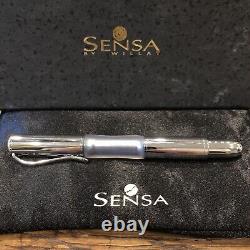 NIB Original Sensa Meridian Fountain Pen Silver Fine Point USA Cushion Converter