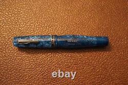 NOS Krone Paradox Fountain Pen, Azure with Sterling Trim, 18K Fine Nib