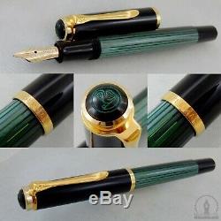 NOS Mint Old Style Pelikan M400 Green Striated Fountain Pen 14C M Nib