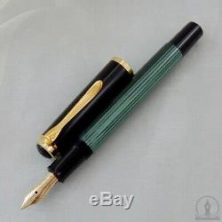 NOS Mint Old Style Pelikan M400 Green Striated Fountain Pen 14C M Nib