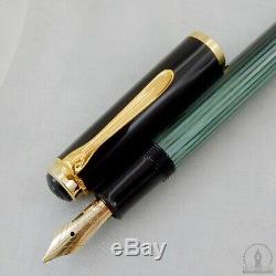 NOS Mint Old Style Pelikan M400 Green Striated Fountain Pen 14C M Nib