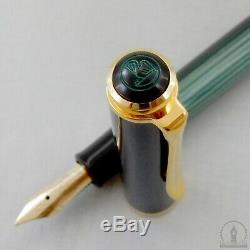 NOS Mint Old Style Pelikan M400 Green Striated Fountain Pen 14C M Nib