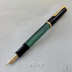 NOS Mint Old Style Pelikan M400 Green Striated Fountain Pen 14C M Nib