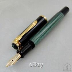 NOS Mint Old Style Pelikan M400 Green Striated Fountain Pen 14C M Nib