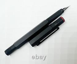 NOS Rotring 600 Fountain Pen Black Metal EF Nib Free Shipping