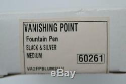 Namiki Fountain Pen Vanishing Point Black & Silver Medium #60261 B78932/33B34
