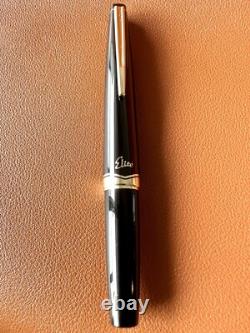 Near Mint PILOT Fountain Pen Elite Black Fine-Nib 14k-585 H676 Vintage Japan