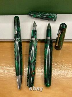 New 3 Pen Set Montegrappa Elmo Founatin Rollerball Ballpoint Black Star Edition